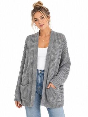 Free People Weekend Escape Cardigan Size S Gray Alpaca Wool Oversized